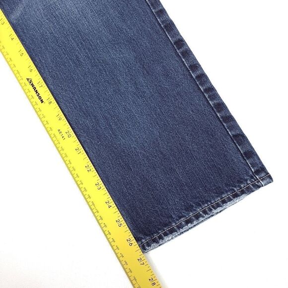 Y2K American Eagle Straight Jeans Mens 28x27 Blue 100% Cotton Distress 9.5" Rise - Picture 5 of 7